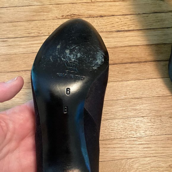 David Evins Vintage Black Satin Heels - Picture 4 of 7